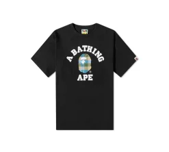 A Bathing Ape Block Check College T-Shirt C - Black & Beige