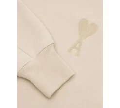 Ami Paris Ami De Coeur Tonal Boxy Fit Crewneck - Beige