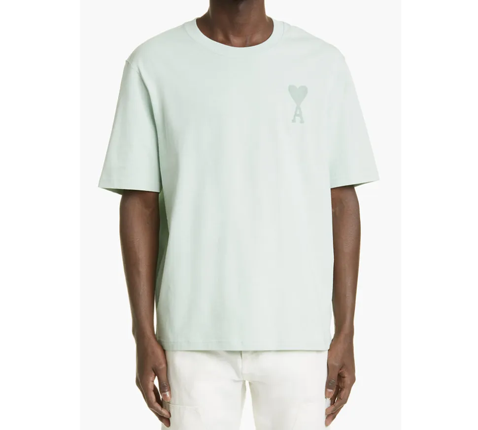 Ami Paris AMI de Coeur Tone-On-Tone T-shirt - Aqua