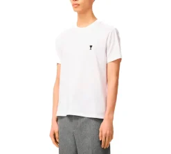 Ami Paris Small Black Ami De Coeur T-shirt- White