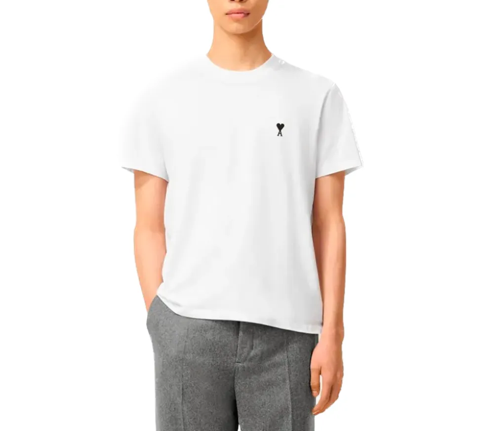 Ami Paris Small Black Ami De Coeur T-shirt- White
