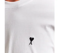 Ami Paris Small Black Ami De Coeur T-shirt- White