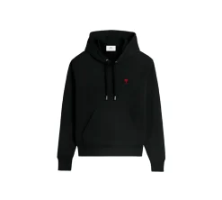 Ami Paris Small Red Ami De Coeur Hoodie - Black