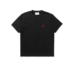 Ami Paris Small Red Ami De Coeur T-shirt - Black