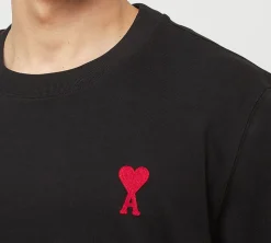 Ami Paris Tonal Ami De Coeur T-shirt- Black