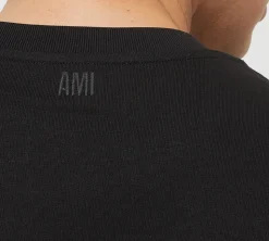 Ami Paris Tonal Ami De Coeur T-shirt- Black