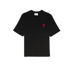 Ami Paris Tonal Ami De Coeur T-shirt- Black