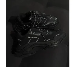 Balenciaga Triple S Allover Logo Black (USADO) - 43