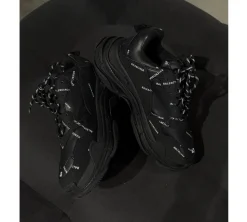 Balenciaga Triple S Allover Logo Black (USADO) - 43