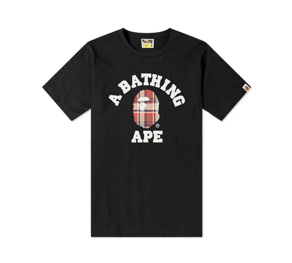 BAPE Check College T-shirt - Black