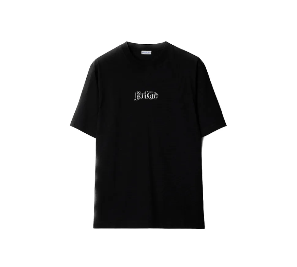 BURBERRY Logo Cotton T-shirt in Coal - Black