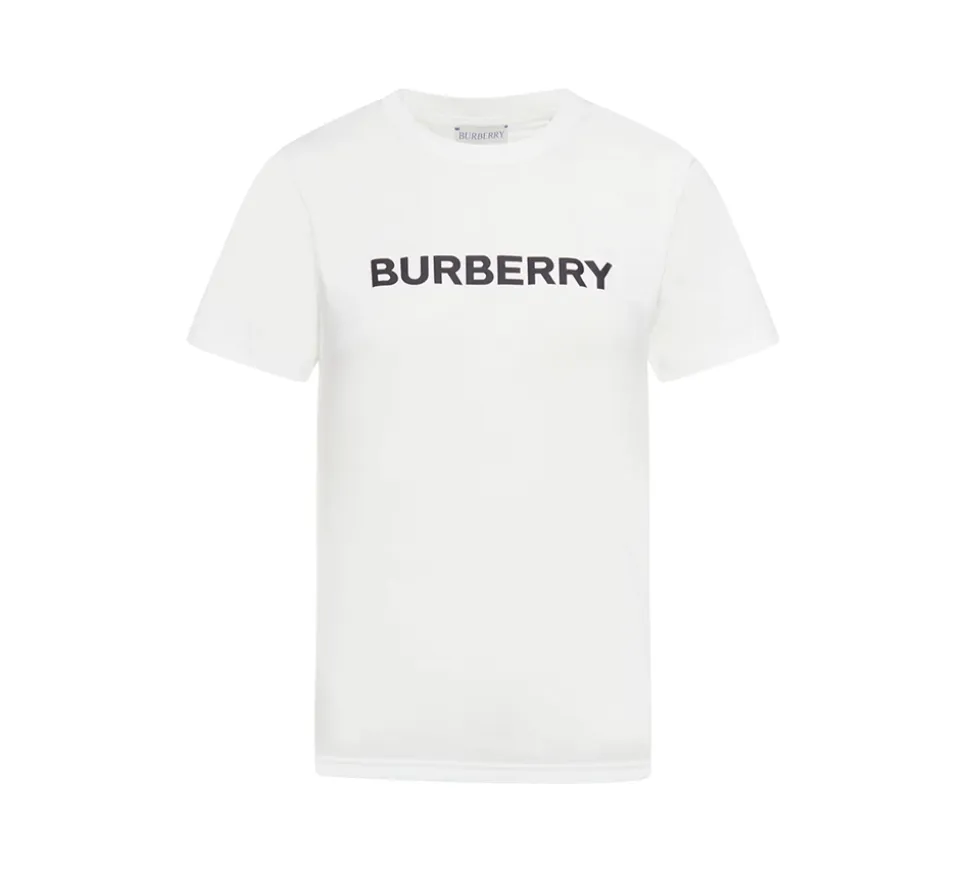 Burberry Logo Printed Crewneck White T-shirt (USADO) - L