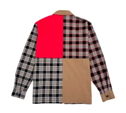 Burberry Patchwork Zip Up Overshirt (XL) - Red/Beige (USADO)