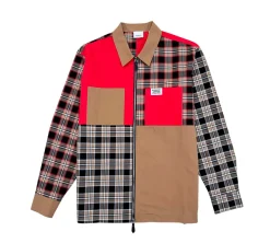 Burberry Patchwork Zip Up Overshirt (XL) - Red/Beige (USADO)