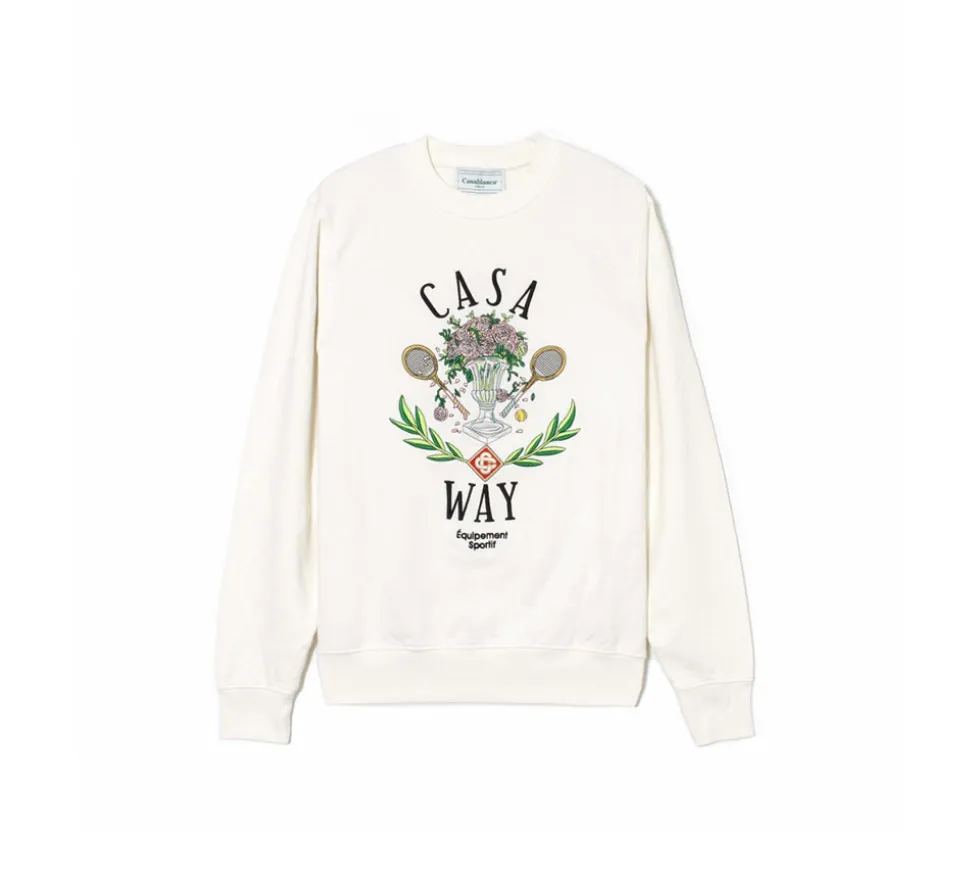 CASABLANCA "CASA WAY" EMBROIDERED Crewneck - OFF WHITE
