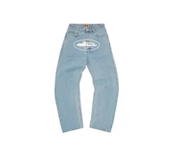 Corteiz Alcatraz Baggy Jeans - Washed Blue