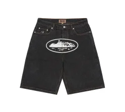 Corteiz Alcatraz Baggy Shorts - Washed Black