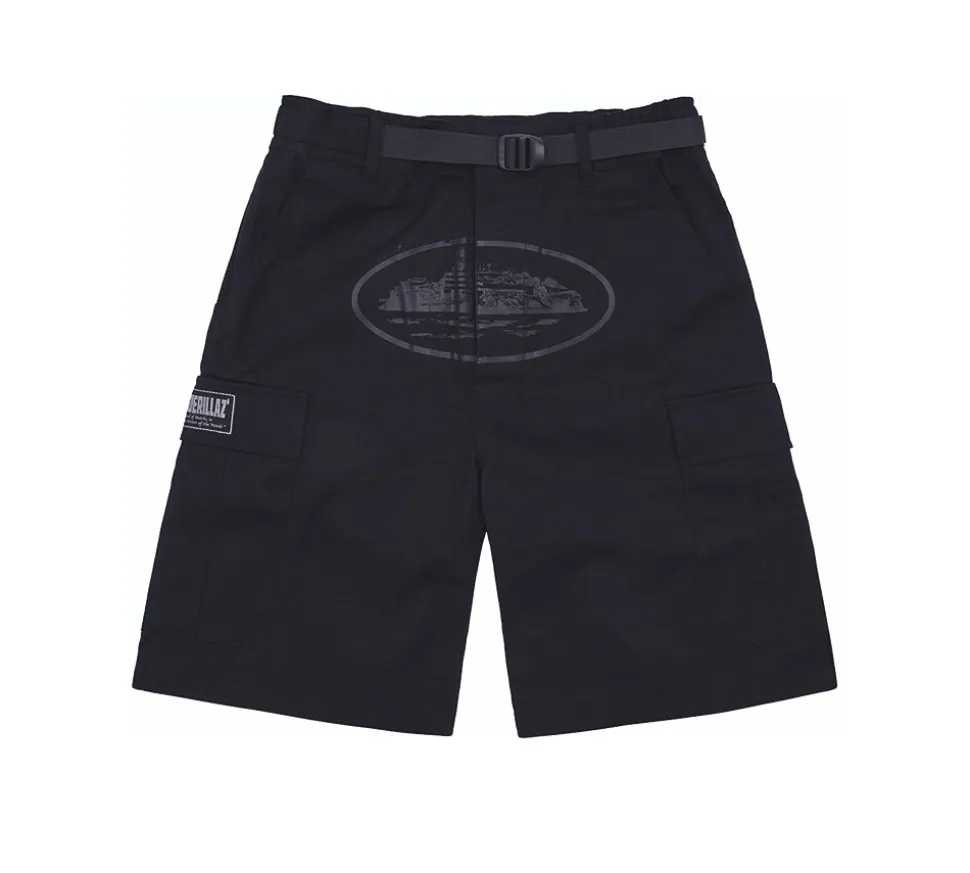 Corteiz Alcatraz Cargo Shorts - Triple Black