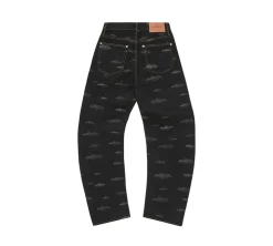 Corteiz Alcatraz Pattern Denim Jeans - Black