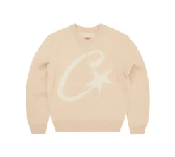 Corteiz C Star Mohair Knit Sweater - Cream