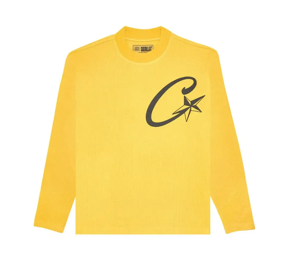 Corteiz C Starz Waffle Longsleeve T-Shirt - Yellow