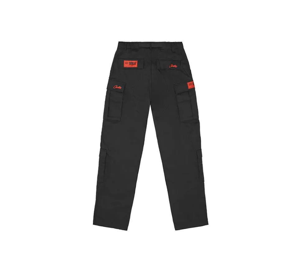 Corteiz Guerillaz Cargo Pants - Black/Red