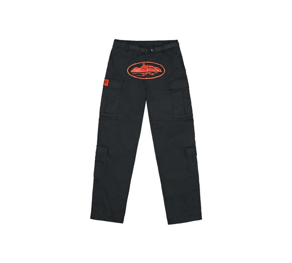 Corteiz Guerillaz Cargo Pants - Black/Red