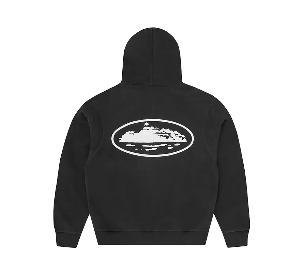 Corteiz Island Puff Print Zip Hoodie - Black