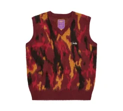 Corteiz Mohair Knit Vest - Red Camo