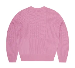 Corteiz Paneled Multi Knit Sweater - Pink