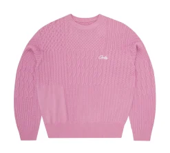 Corteiz Paneled Multi Knit Sweater - Pink