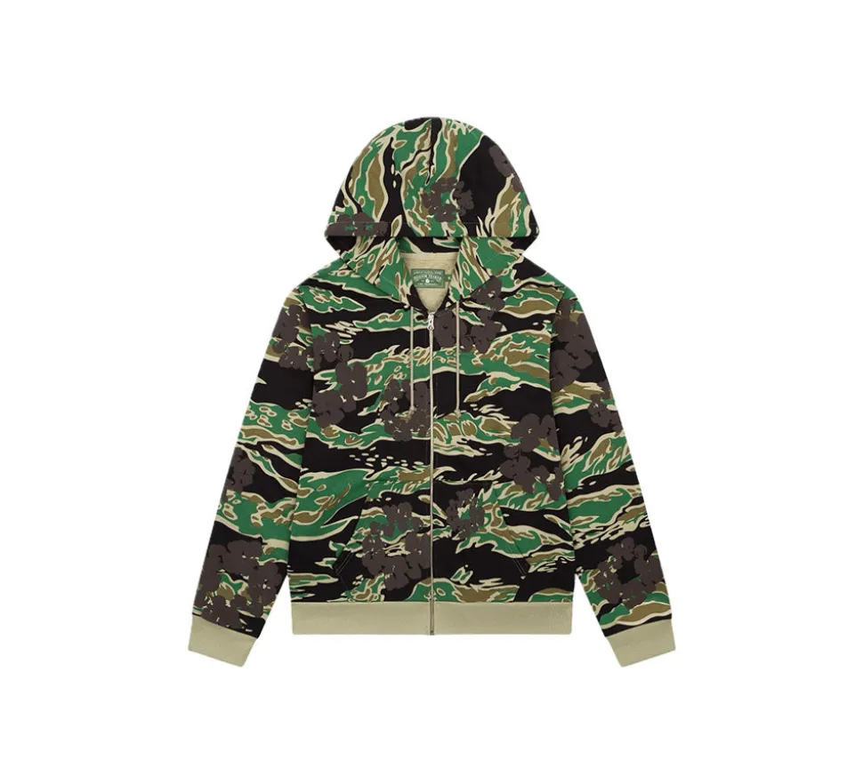 Denim Tears The Cotton Wreath Zip Sweatshirt - Green Camo