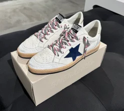 Golden Goose Ball-Star Leather Sneakers White/Twilight Blue (USADO) - 41