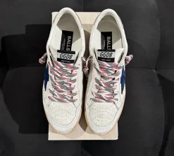 Golden Goose Ball-Star Leather Sneakers White/Twilight Blue (USADO) - 41