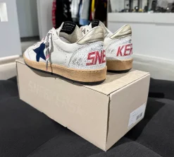 Golden Goose Ball-Star Leather Sneakers White/Twilight Blue (USADO) - 41