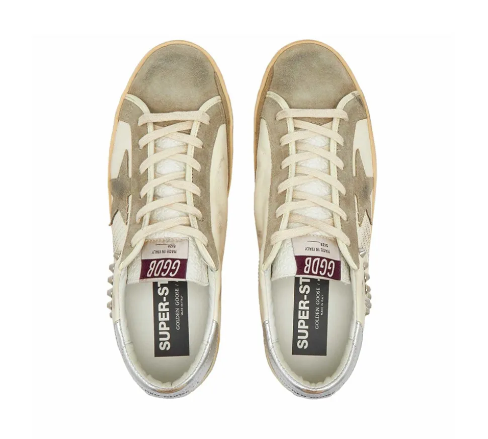 Golden Goose Super-Star - Studded Beige Taupe Silver