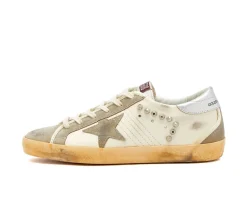 Golden Goose Super-Star - Studded Beige Taupe Silver