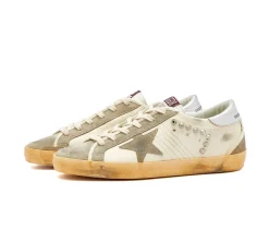 Golden Goose Super-Star - Studded Beige Taupe Silver
