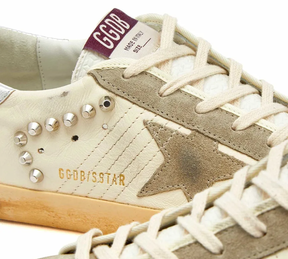 Golden Goose Super-Star - Studded Beige Taupe Silver