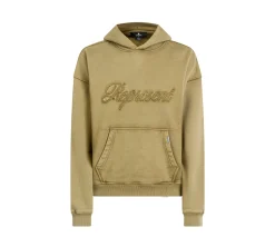 Hoodie Represent Reverse Appliqué Logo - Green