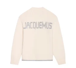 JACQUEMUS The Pavane knit Jacquard logo sweater - White