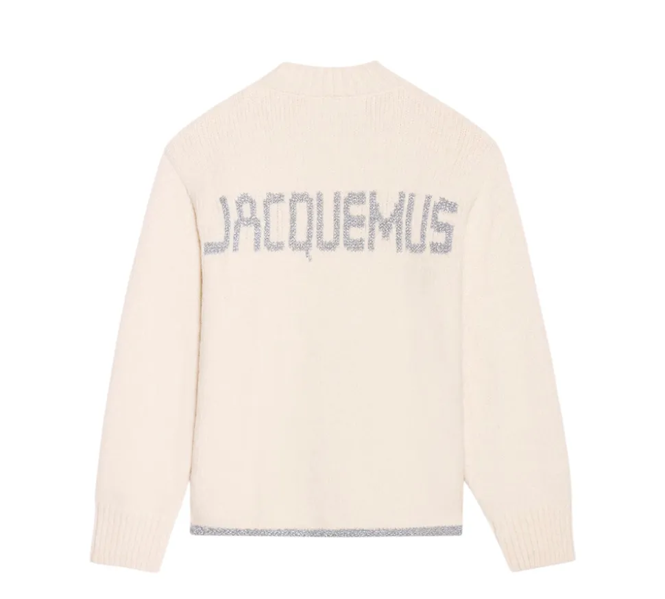 JACQUEMUS The Pavane knit Jacquard logo sweater - White