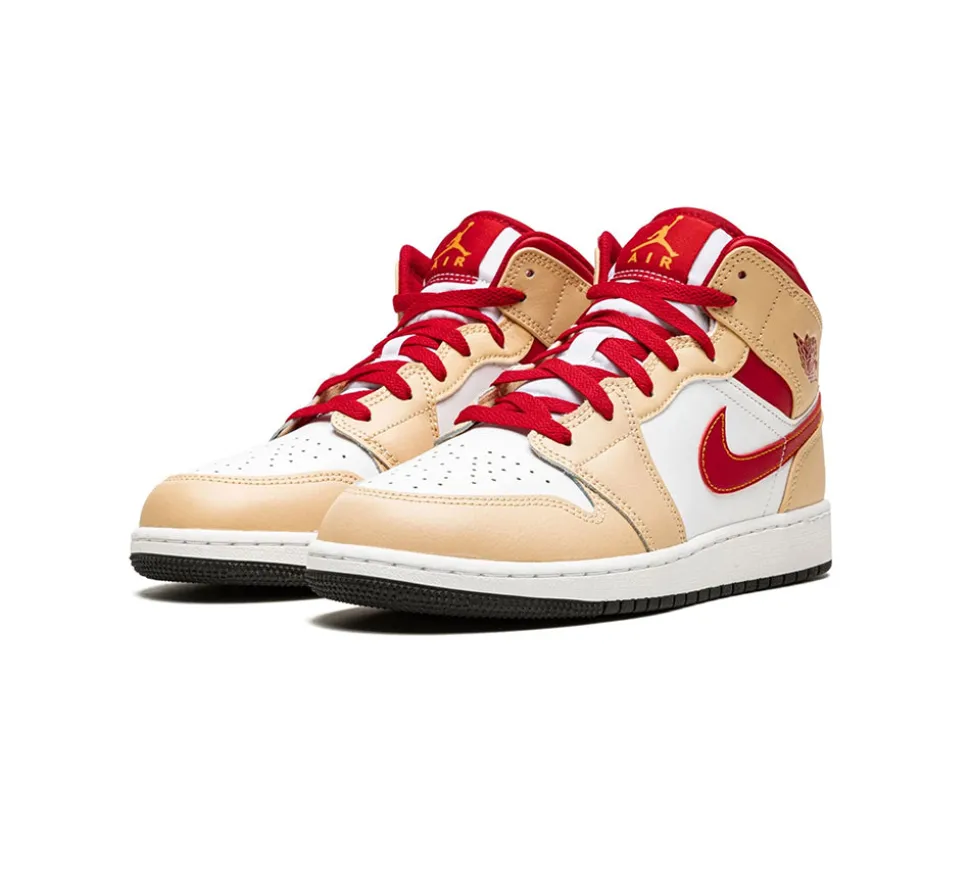 Jordan 1 Mid - Light Curry Cardinal
