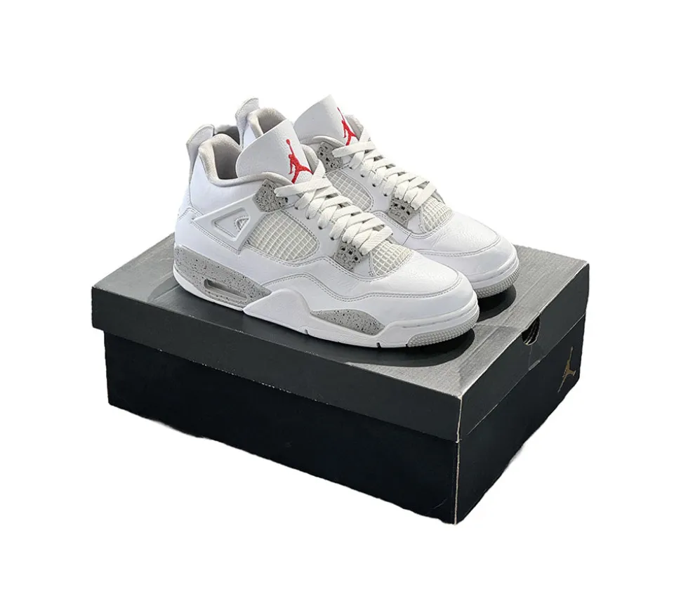 Jordan 4 Retro 42.5 - White Oreo (USADO, REPLACEMENT BOX)
