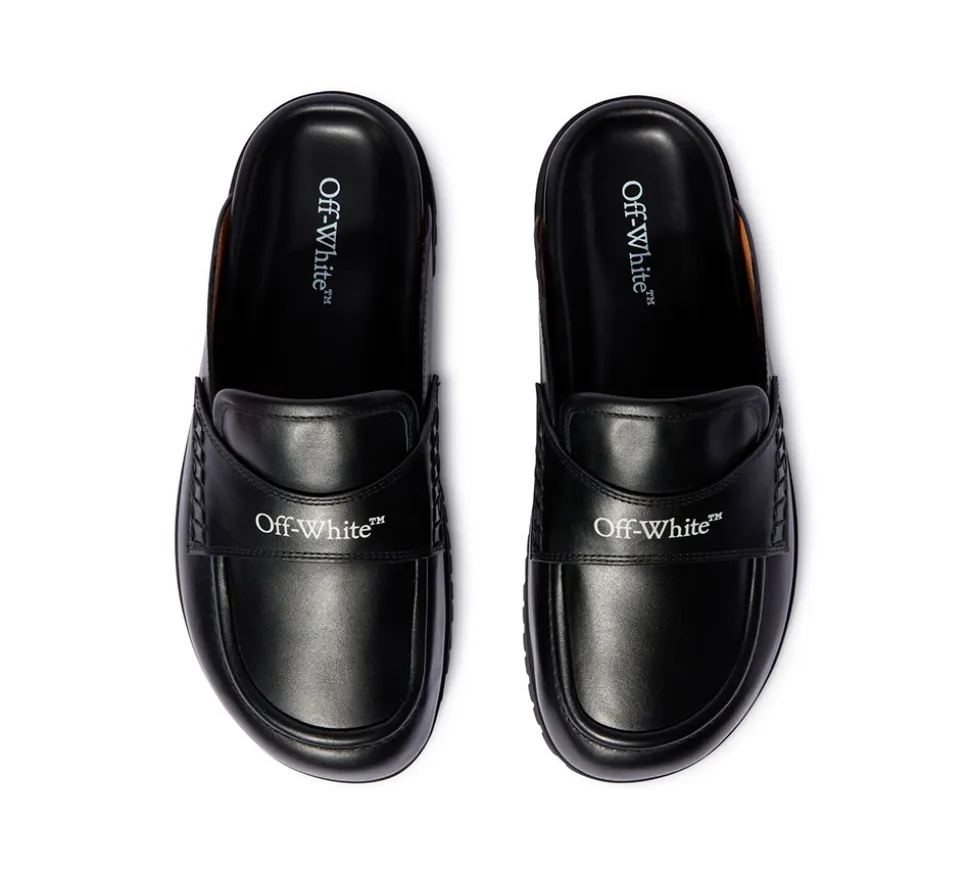 OFF-WHITE Black Leather O Slip-On Loafer