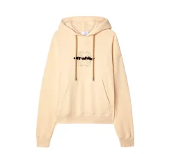 Off-White flocked-logo Hoodie - Beige