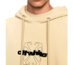 Off-White flocked-logo Hoodie - Beige