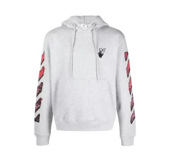 OFF-WHITE Marker Hoodie - Grey/Red