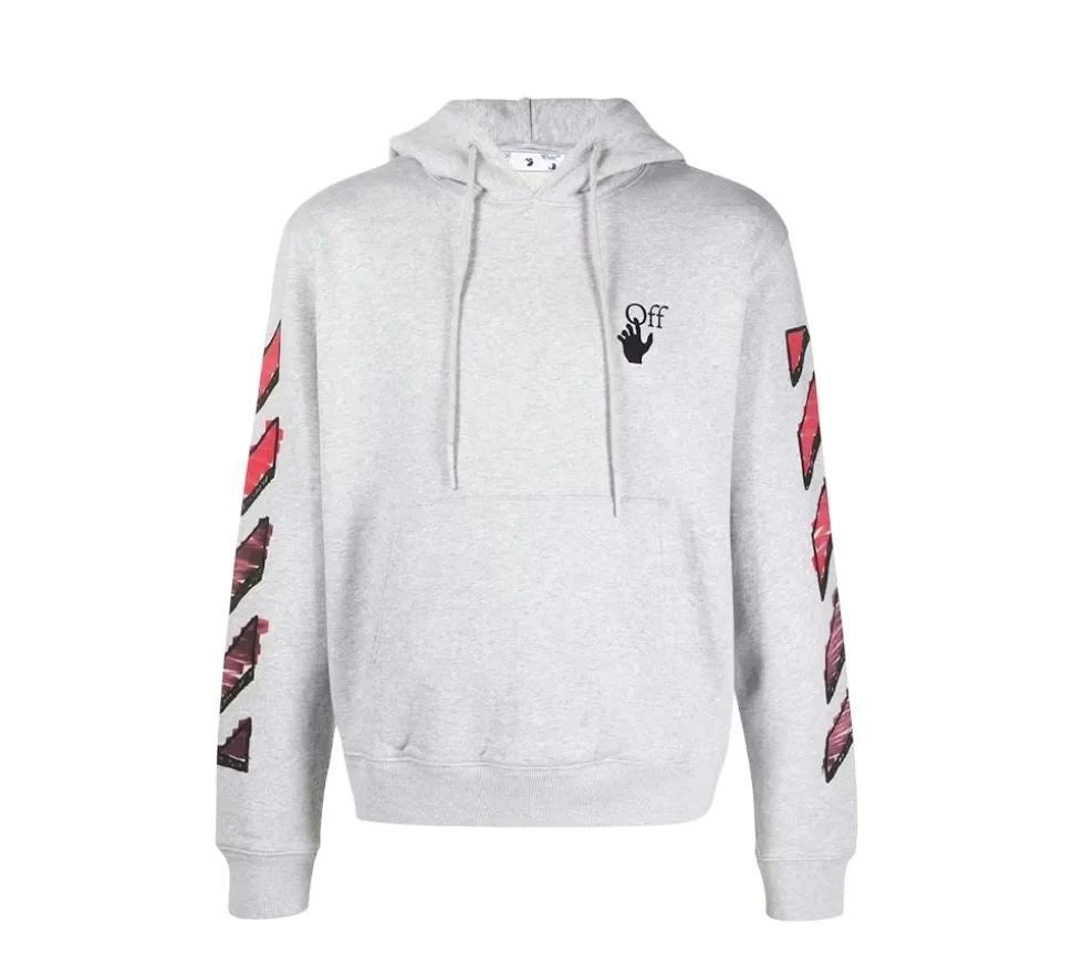 OFF-WHITE Marker Hoodie - Grey/Red