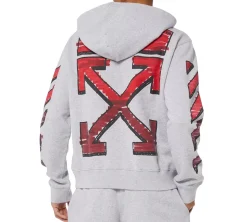 OFF-WHITE Marker Hoodie - Grey/Red